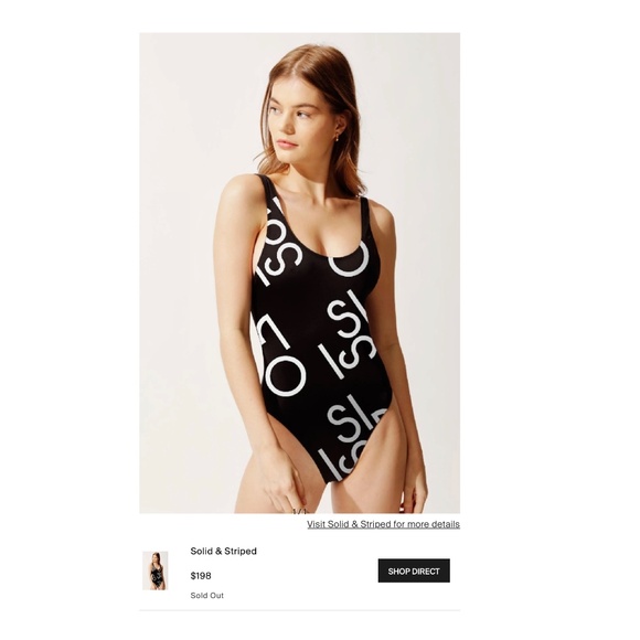 Solid & Striped Swimsuit The Annie-Marie Issimo Logo US6 - Picture 3 of 3